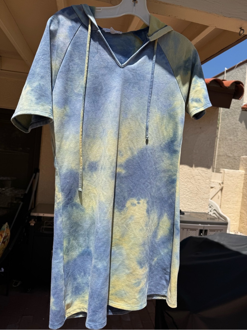 Tie-Dye Blue and Yellow Junior Hoodie Dress